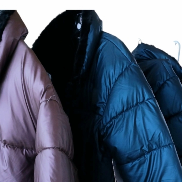 NWT Nicole Miller New York Cropped Puffer Jacker Metallic Blue Varioys Sizes - Picture 7 of 15